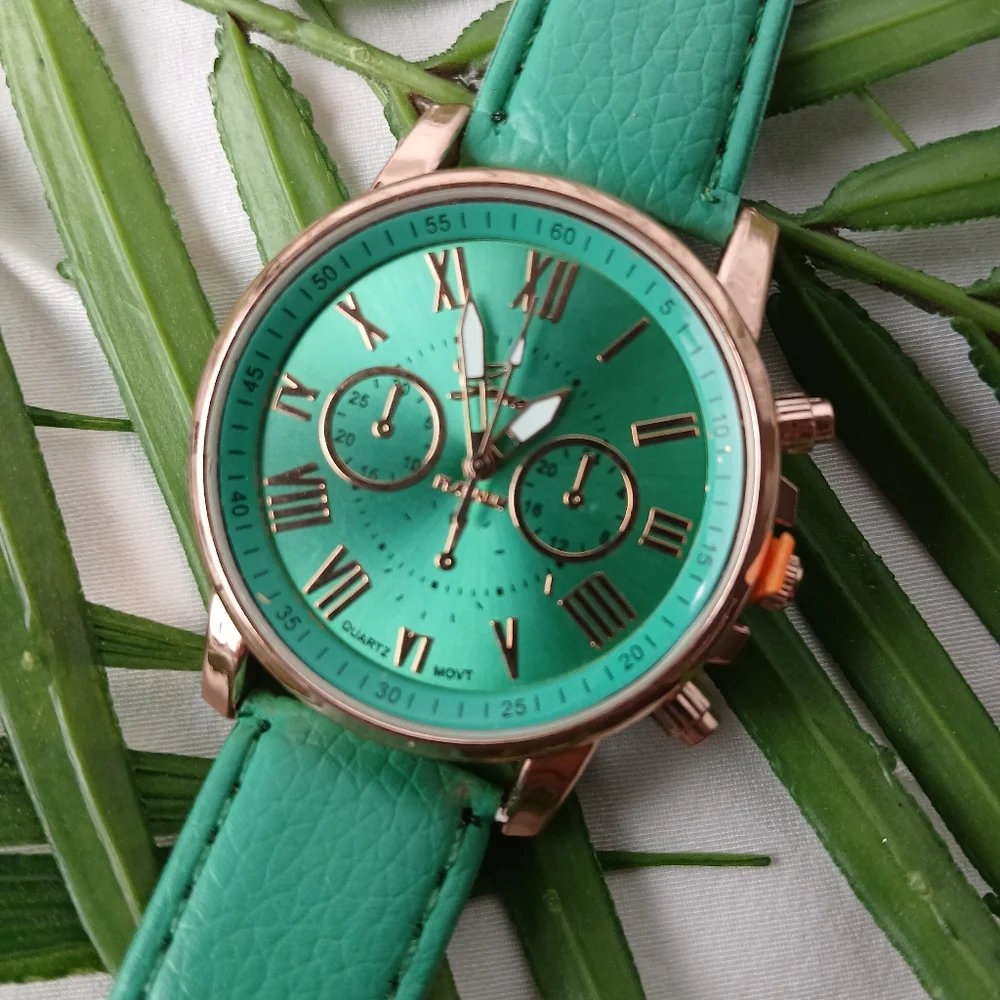 New Mint Green Geneva Platinum Watch